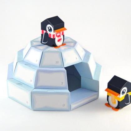 Penguin Advent Calendar - Printable Paper Craft..